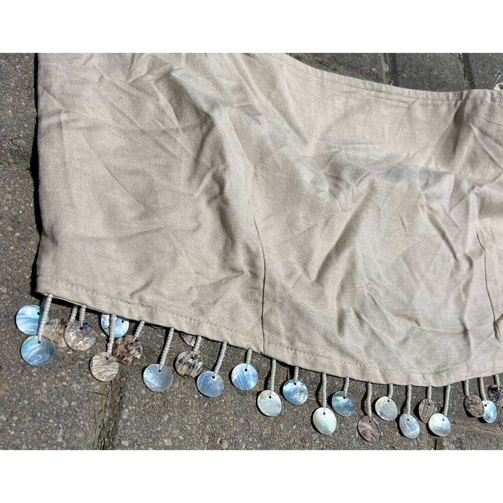 JASON WU Mother Of Pearl Beaded Sea Shell Linen Rayon Crop Top Only NWT Size 10 - Picture 3 of 10